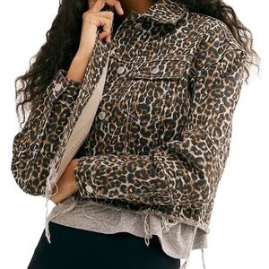 Free People Leopard Print Cropped Jacket